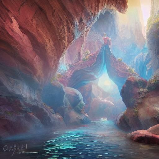 Desert Canyon Loess Grotto Mural Sculpture in Matte Painting