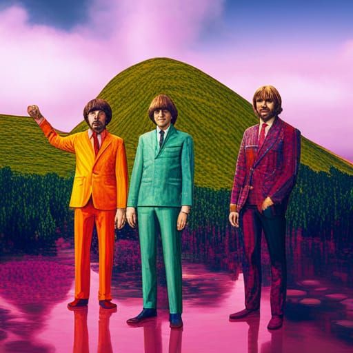 The Beatles during Sergeant Pepper era standing in the candy...