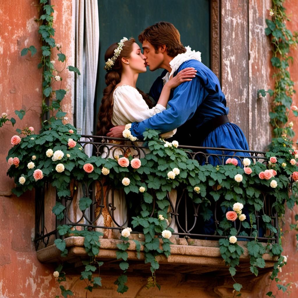 Romeo and Juliet on the Balcony. - AI Generated Artwork - NightCafe Creator