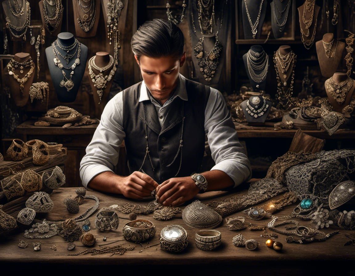 Professional, young,skilled jeweller immersed in their field...