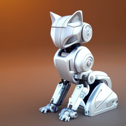 robo cat intricate mech details, ground level shot, 8K resolution ...