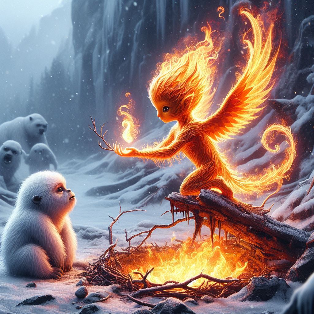 Fire elemental adopts the yetis