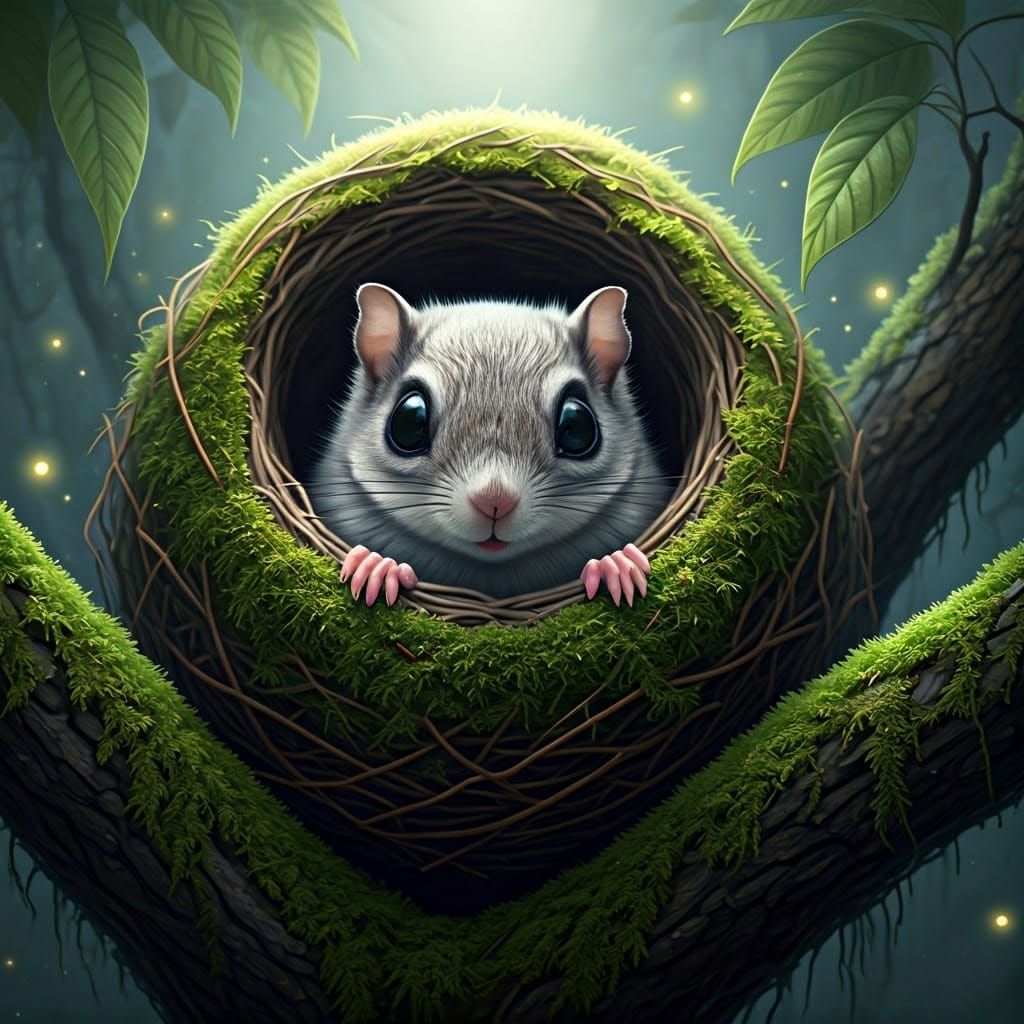 Mystical Woodland Squirrel in Soft, Whimsical Realism