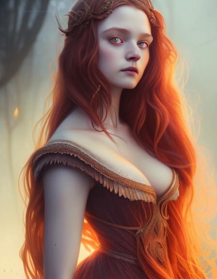 Witch with wavy red hair 18