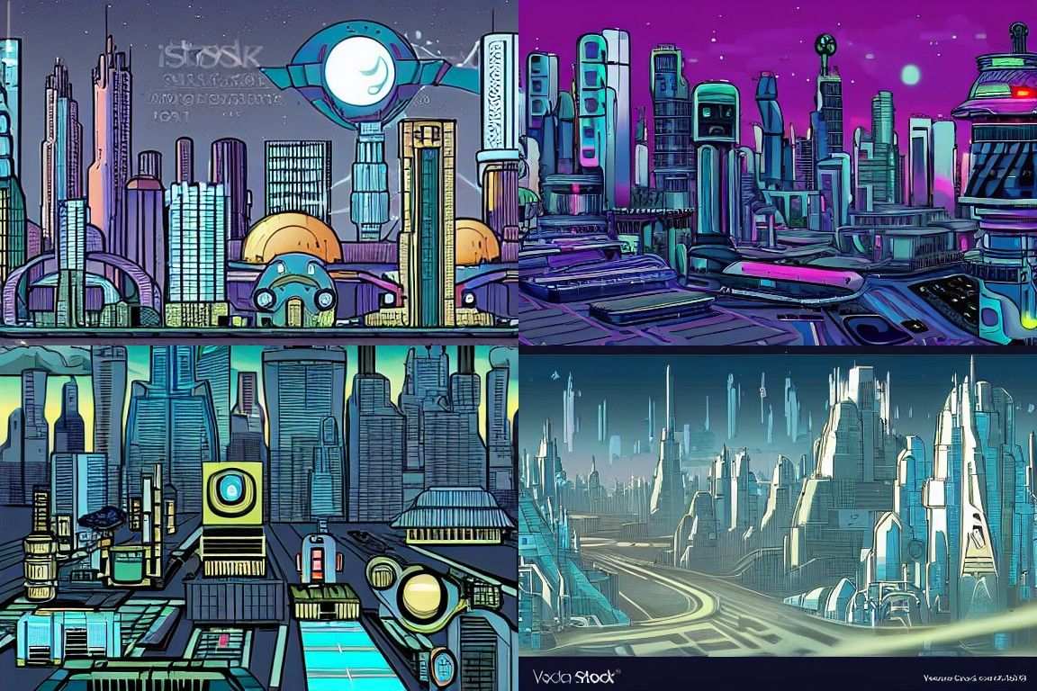 Sci-fi city in the style of Altermodern