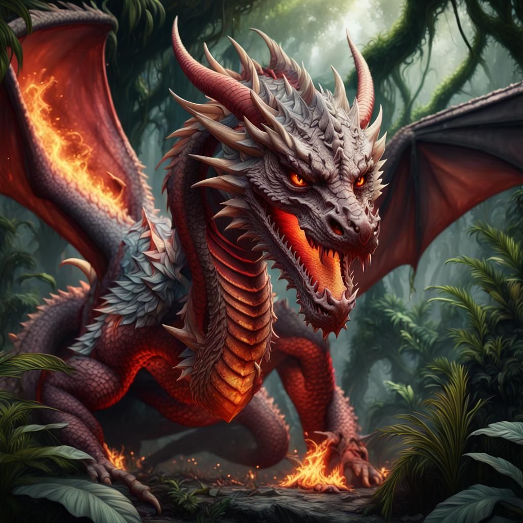 Red fire dragon 3 - AI Generated Artwork - NightCafe Creator