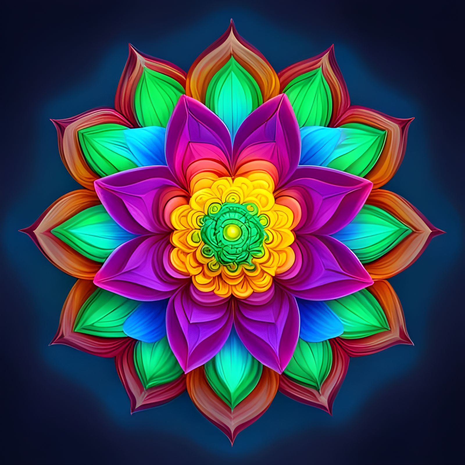 Multicolor lotus flower mandala AI Generated Artwork NightCafe Creator