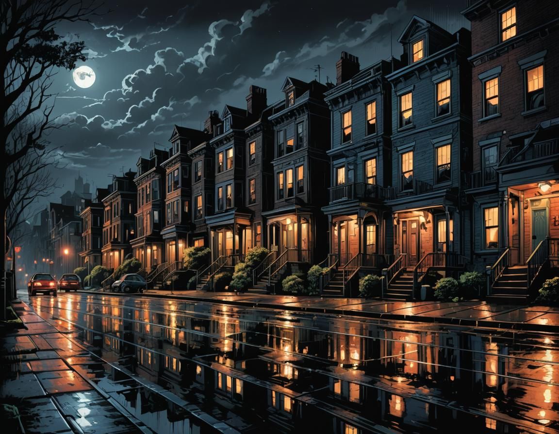 Deretan perumahan mewah dimalam hari