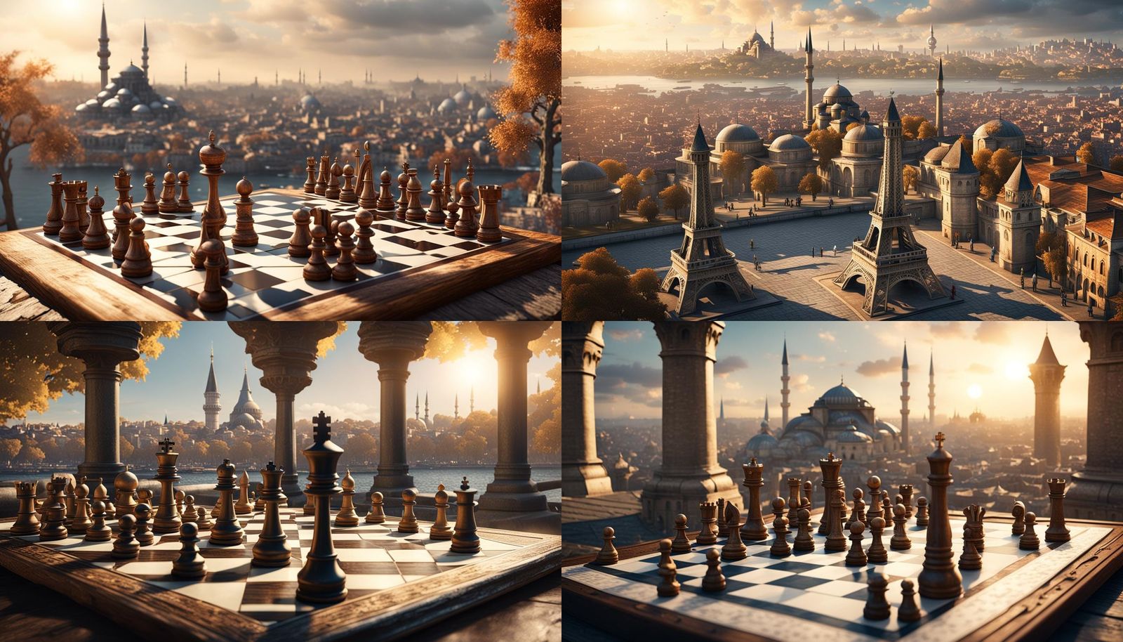 Replace chess pieces with historical places of Istanbul. Let...
