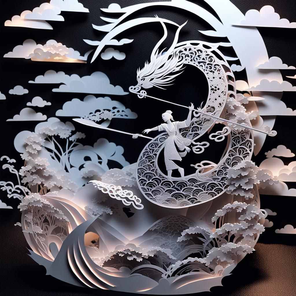 Kirigami Dragon warrior