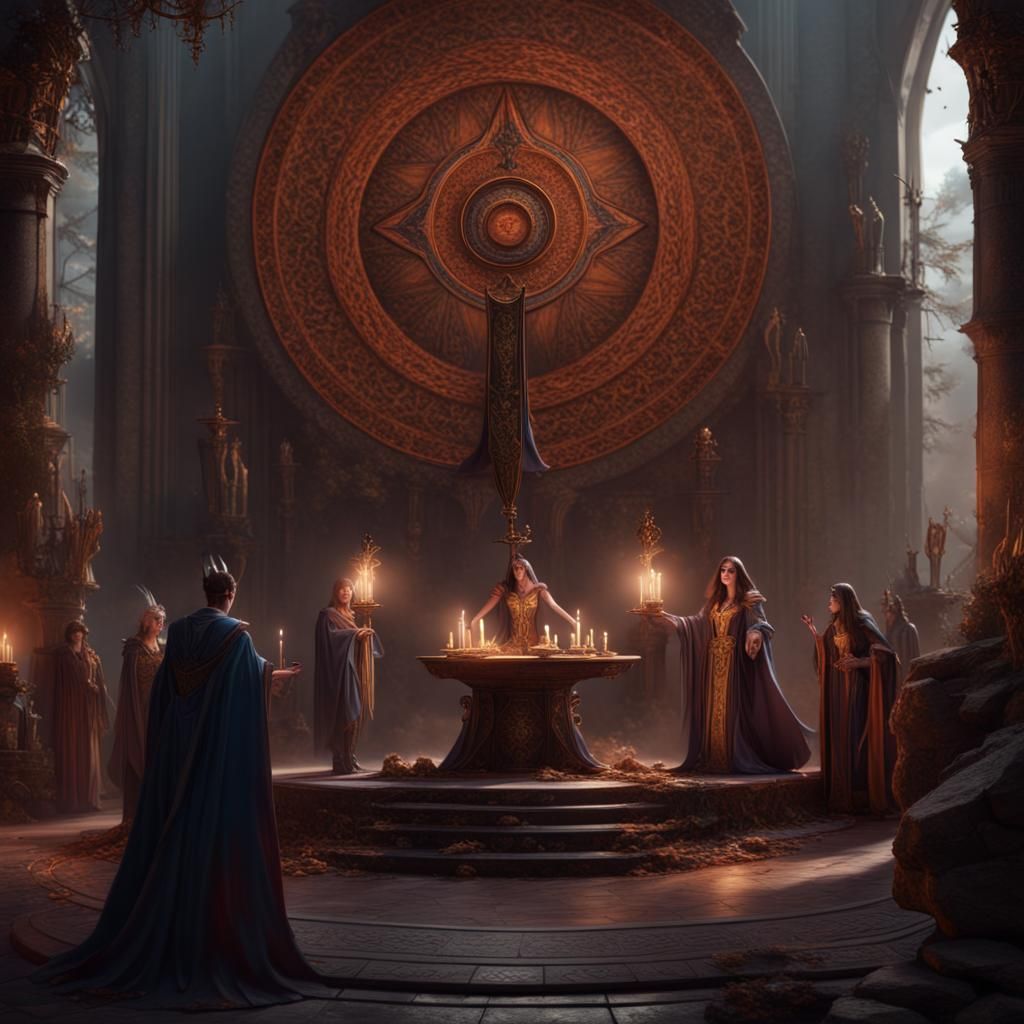The Magnus and the High Priestess perform the Great Rite wit...