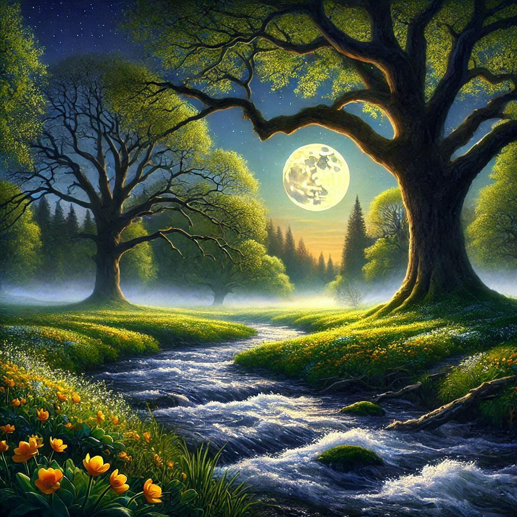 A Nighttime Spring Scene