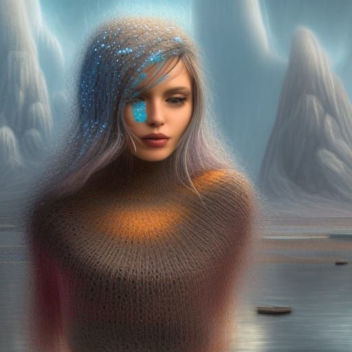 Woman with eyelash sweater