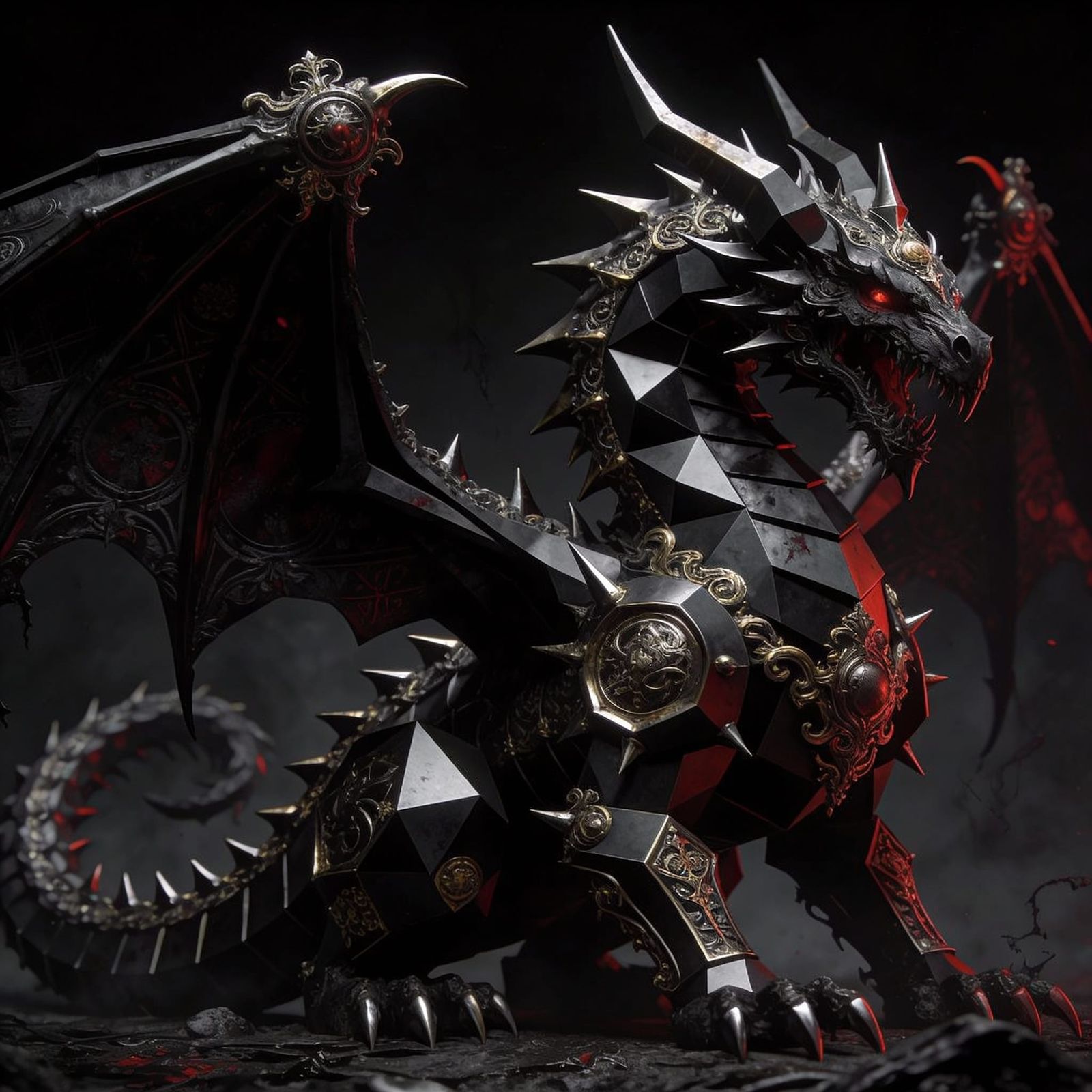 Gothic Sludge Dragon with Metalcore Geometry Designs