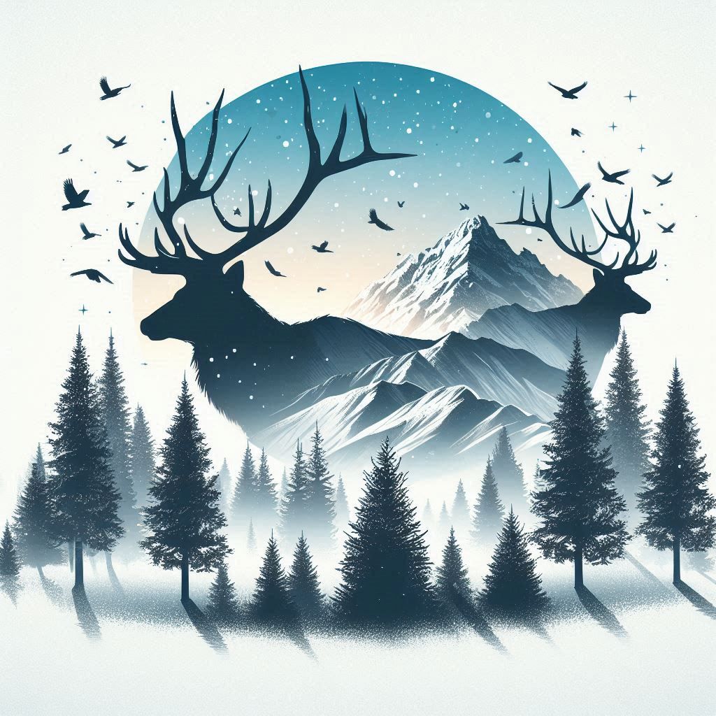 double exposure beautiful fantasy DALL-E 3 portrait landscape..