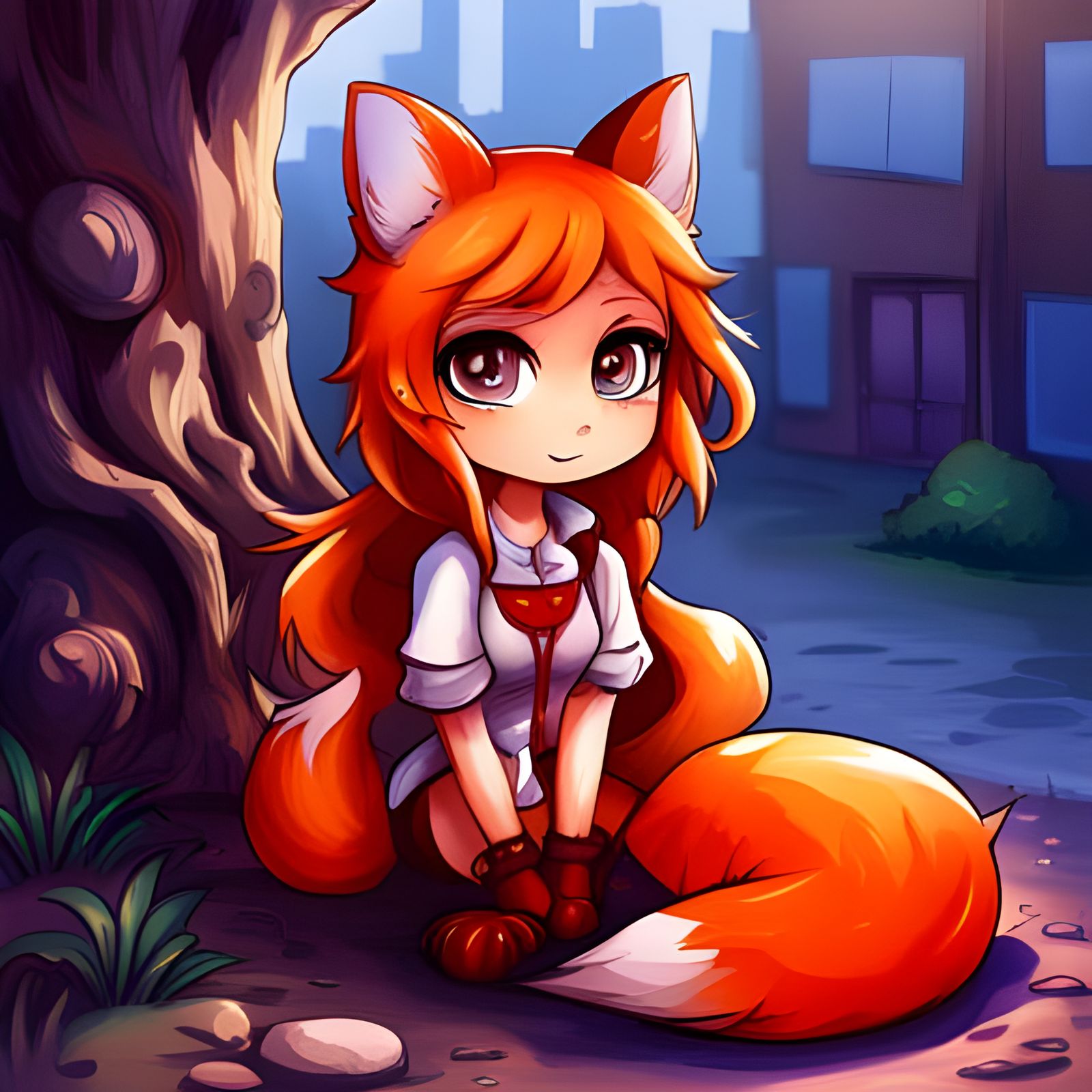 Chibi fox girl - AI Generated Artwork - NightCafe Creator