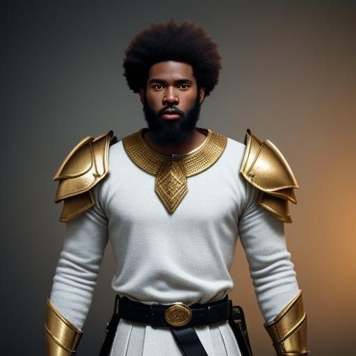 BLACK MALE ANGEL WITH A  WOOLY AFRO AND A WOOLY BEARD WITH A...