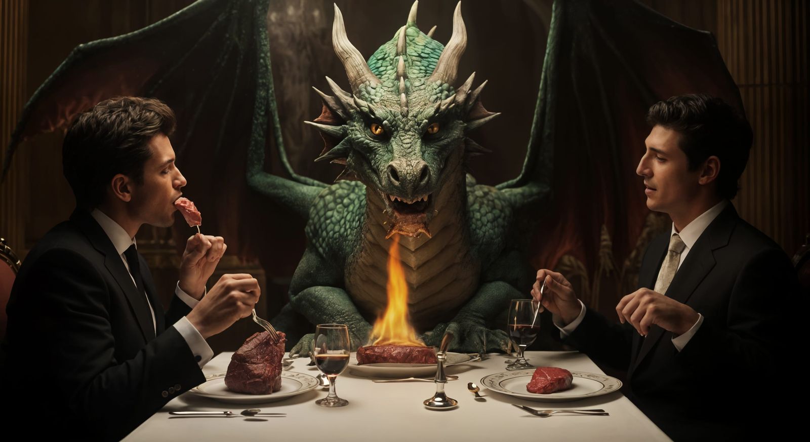 Dragons never eat their steak raw