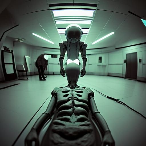Alien autopsy top secret darkly lit operation room Mad doctor film