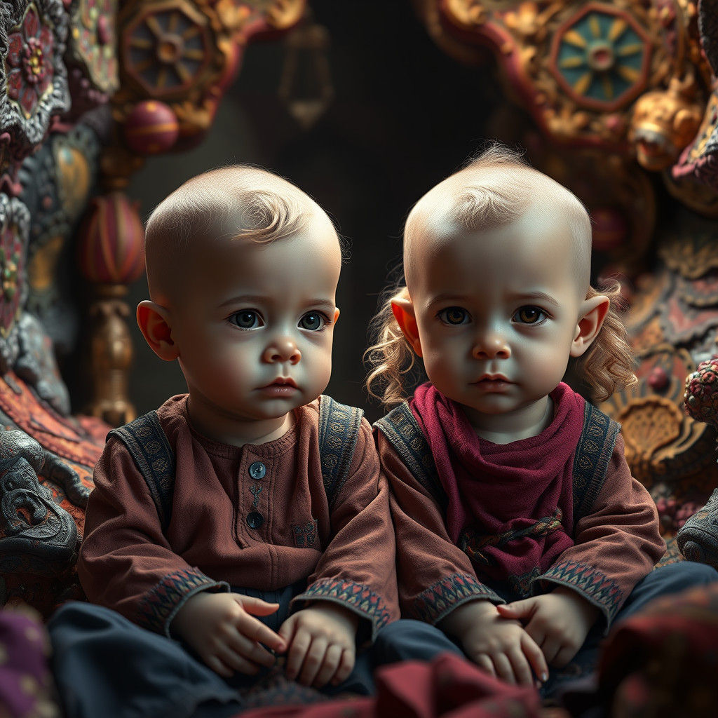 Chasidic Babies in Mystical Jerusalem: Detailed Matte Painti...