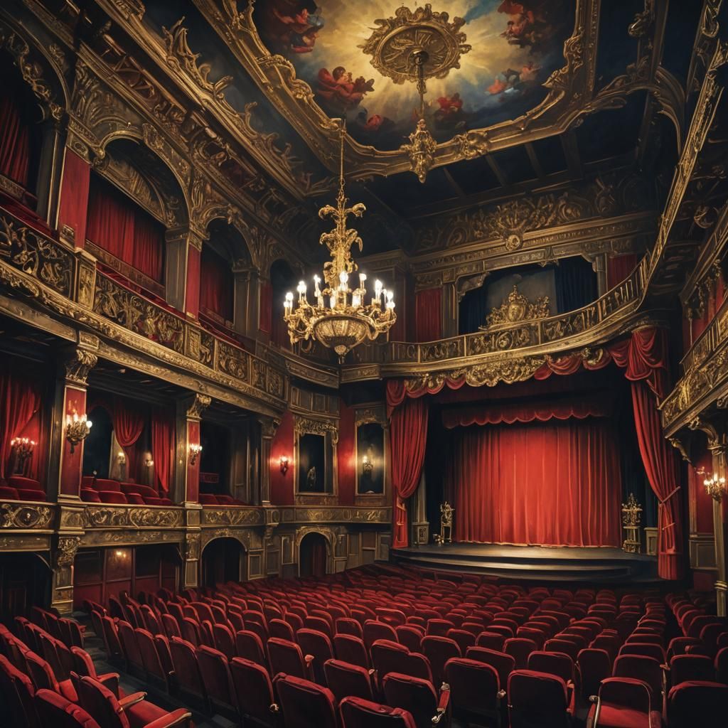 Baroque Theater Interior in Rembrandt-Inspired Style