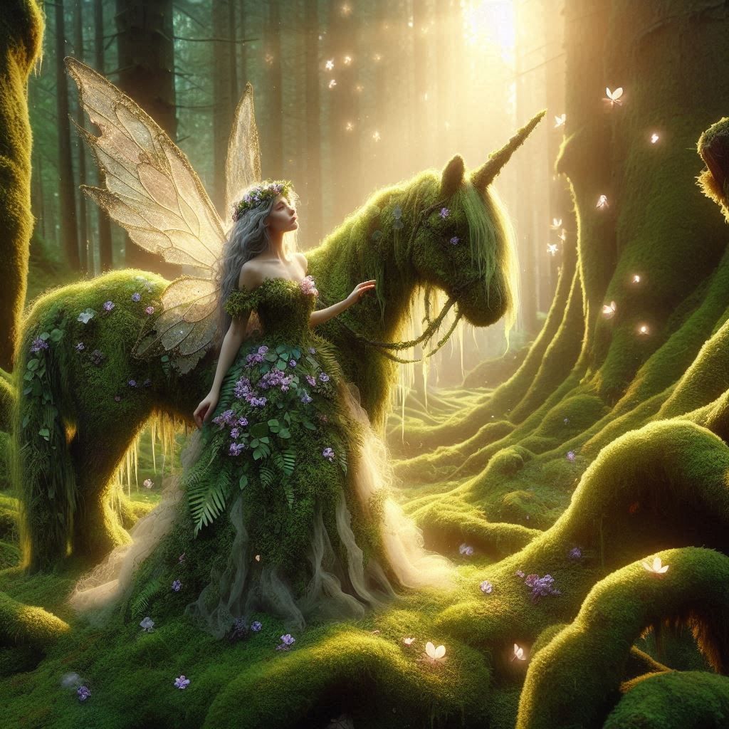Moss fairy and unicorn.