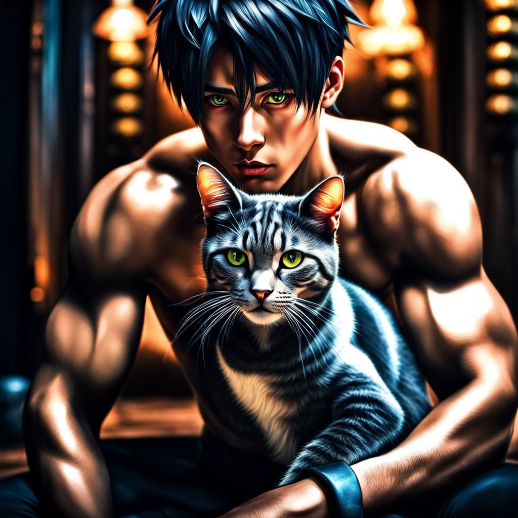 Cat and Owner Pose