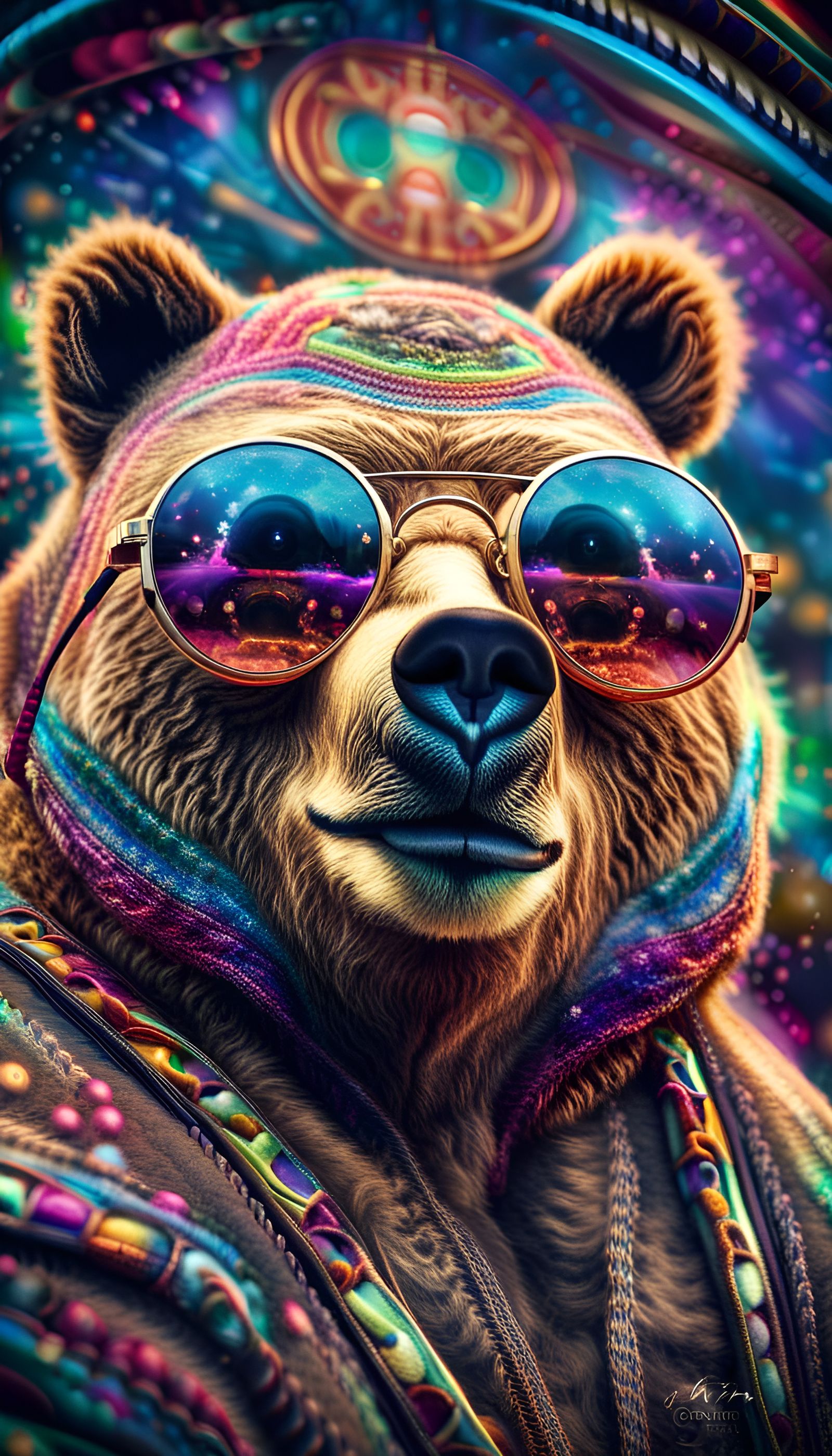 Hippy Festival Bear - AI Generated Artwork - NightCafe Creator