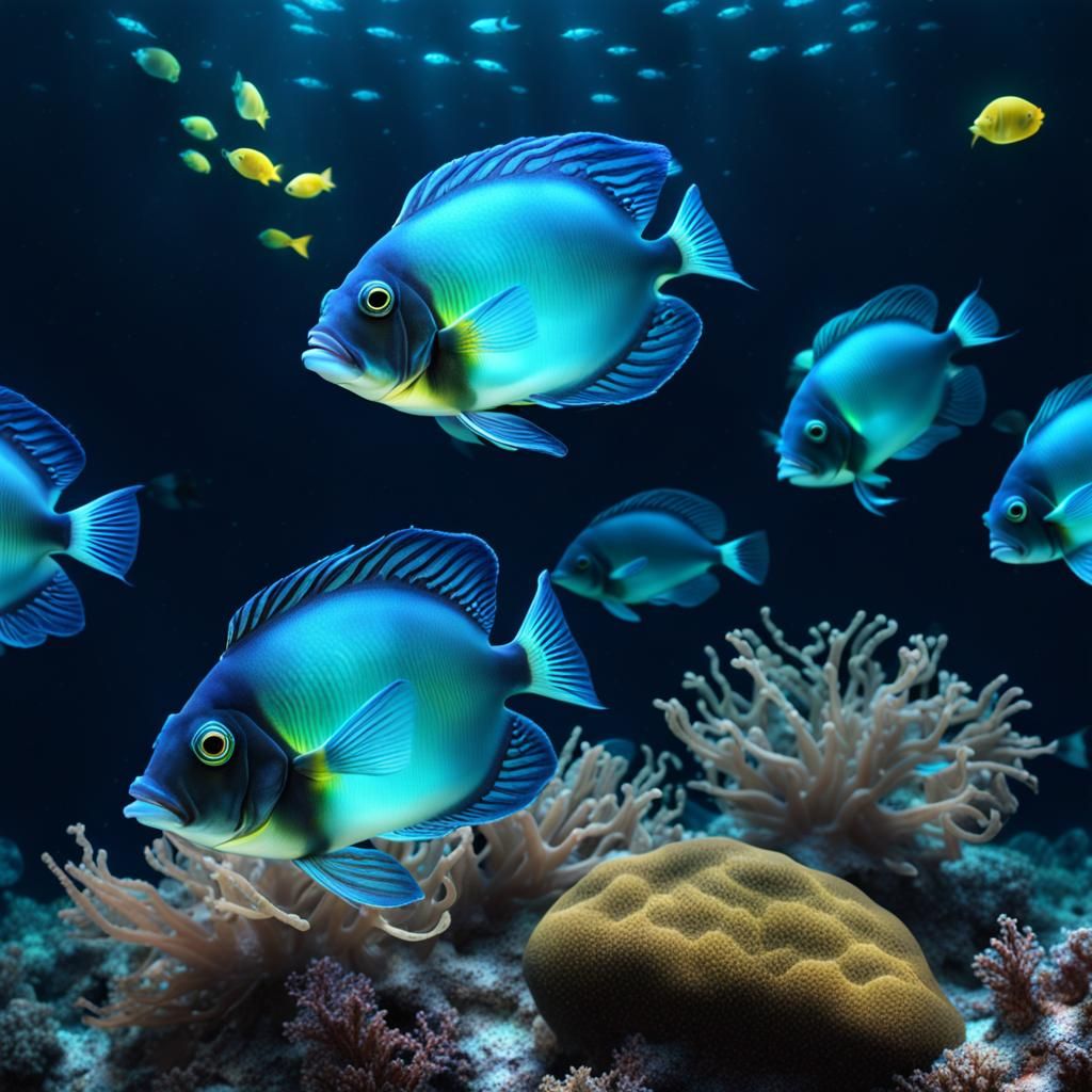 Bio-luminescent fish  by @Fritholf