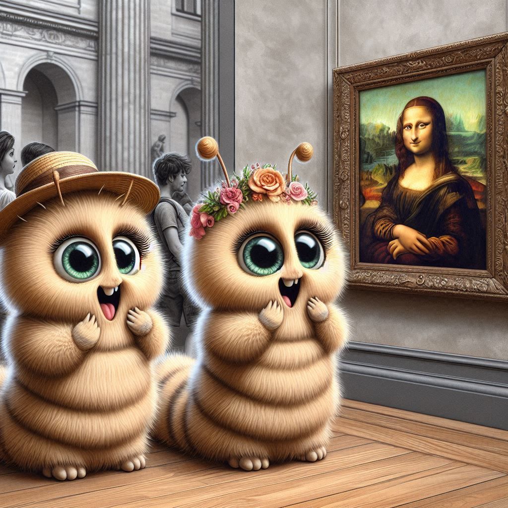 Caterpillars Admiring Mona Lisa