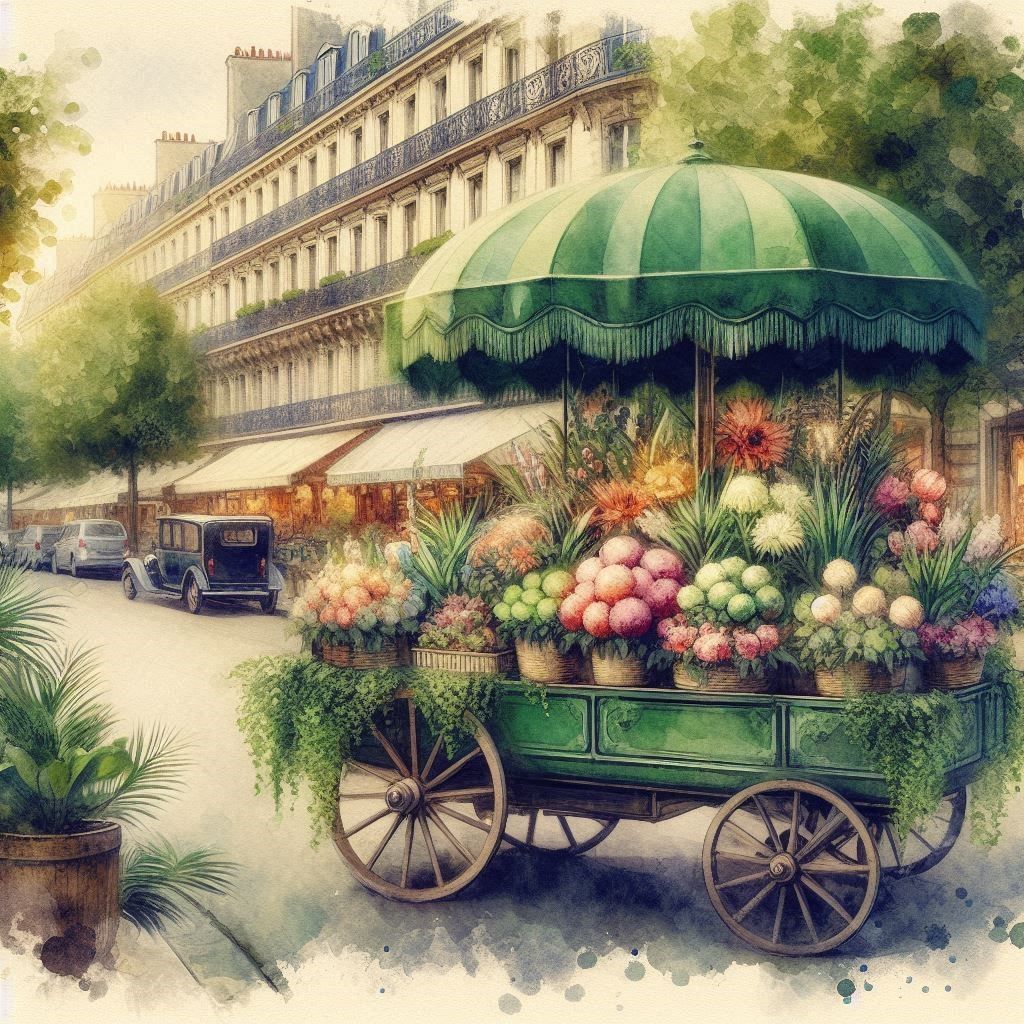 vintage flower selling stall in Paris
