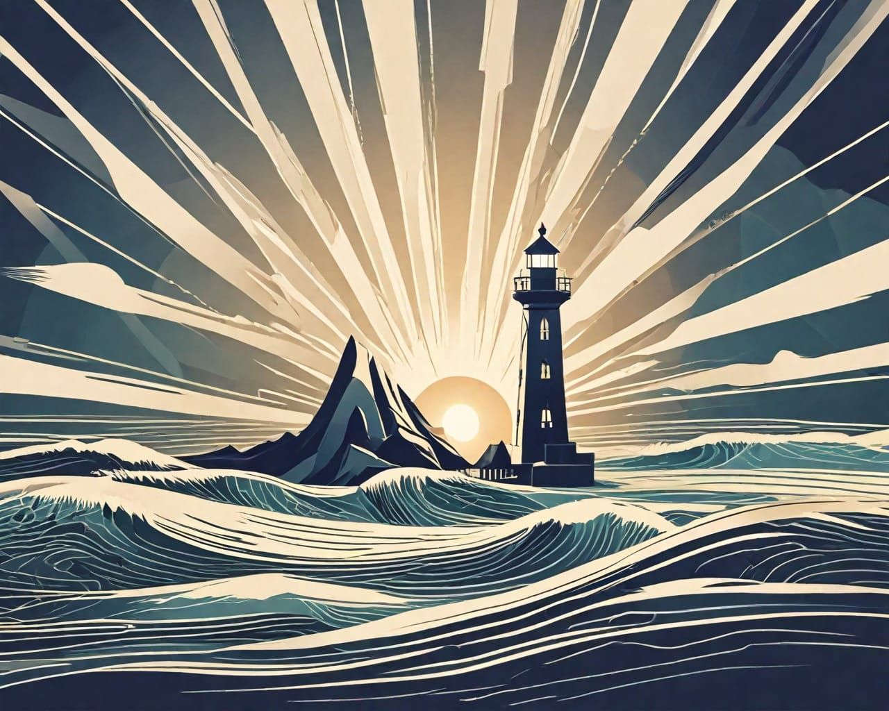 Lighthouse. Abstract scene.