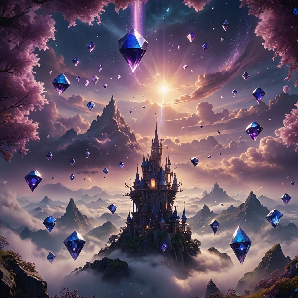 Diamonds Falling From Sky in Fantasy Matte Painting