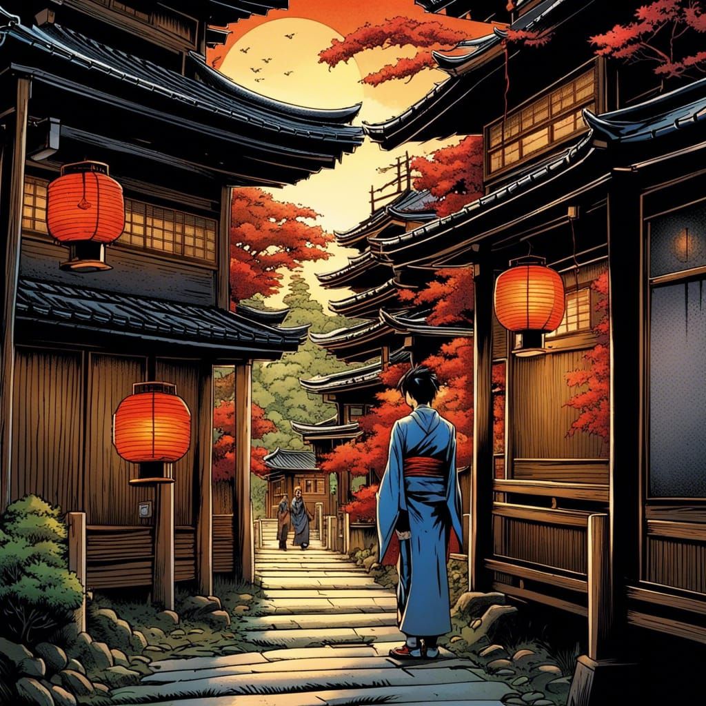 Even in Kyoto, Hearing the cuckoo’s cry, I long for Kyoto Mark Brooks and Dan Mumford, comic book art, ...  by @Commissar Mono
