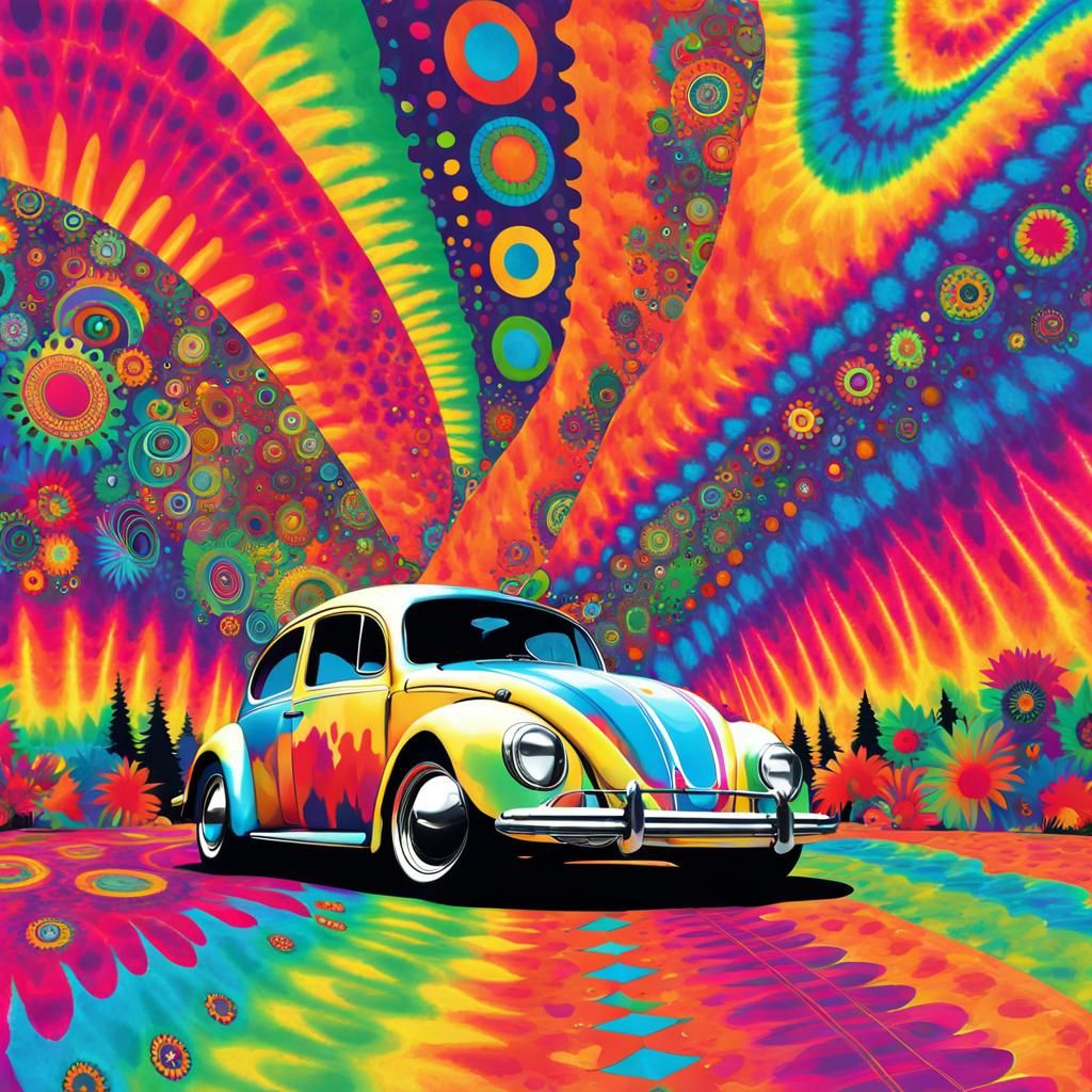 Groovy 60's Volkswagen Beetle - AI Generated Artwork - NightCafe Creator