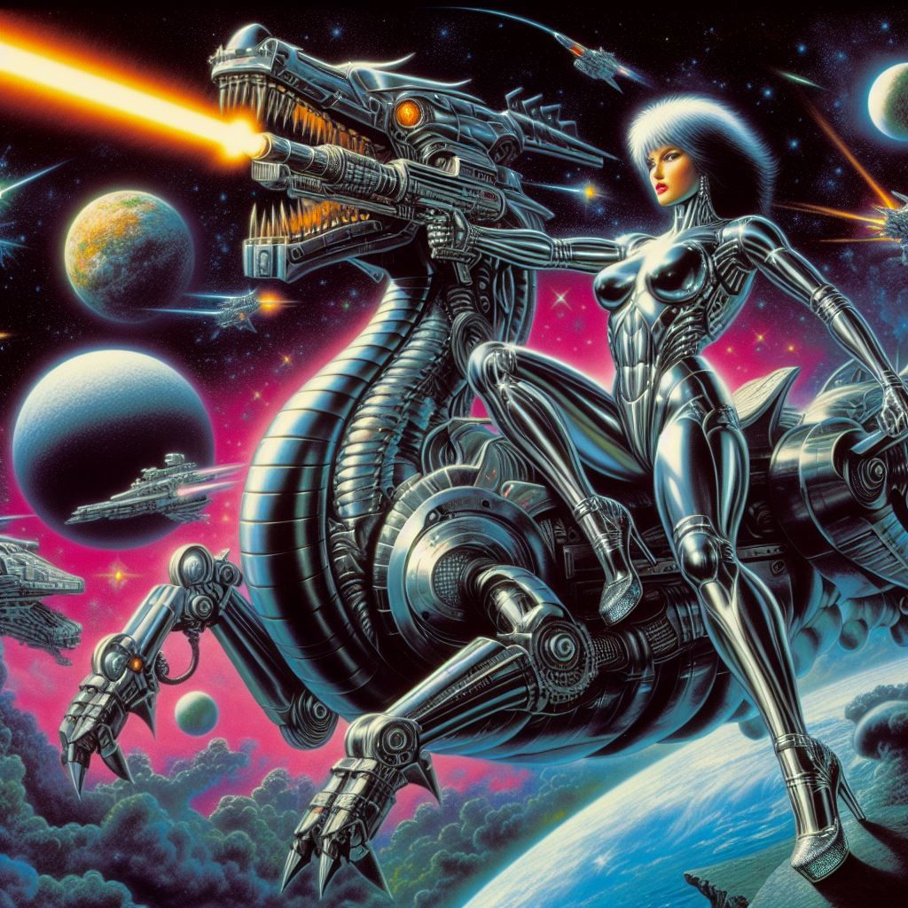 hajime sorayama retro 80s sci-fi futurism cyberpunk space si...