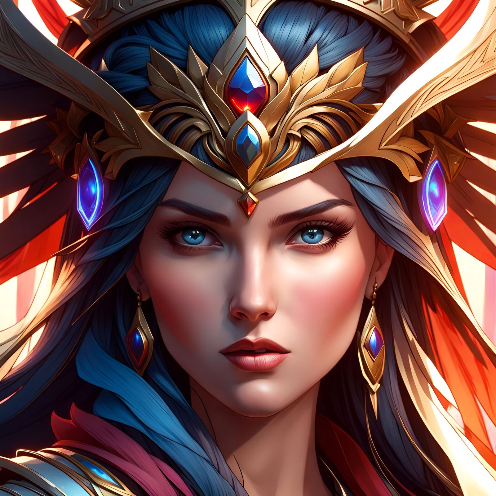 Warrior woman with piercing blue eyes - AI Generated Artwork ...