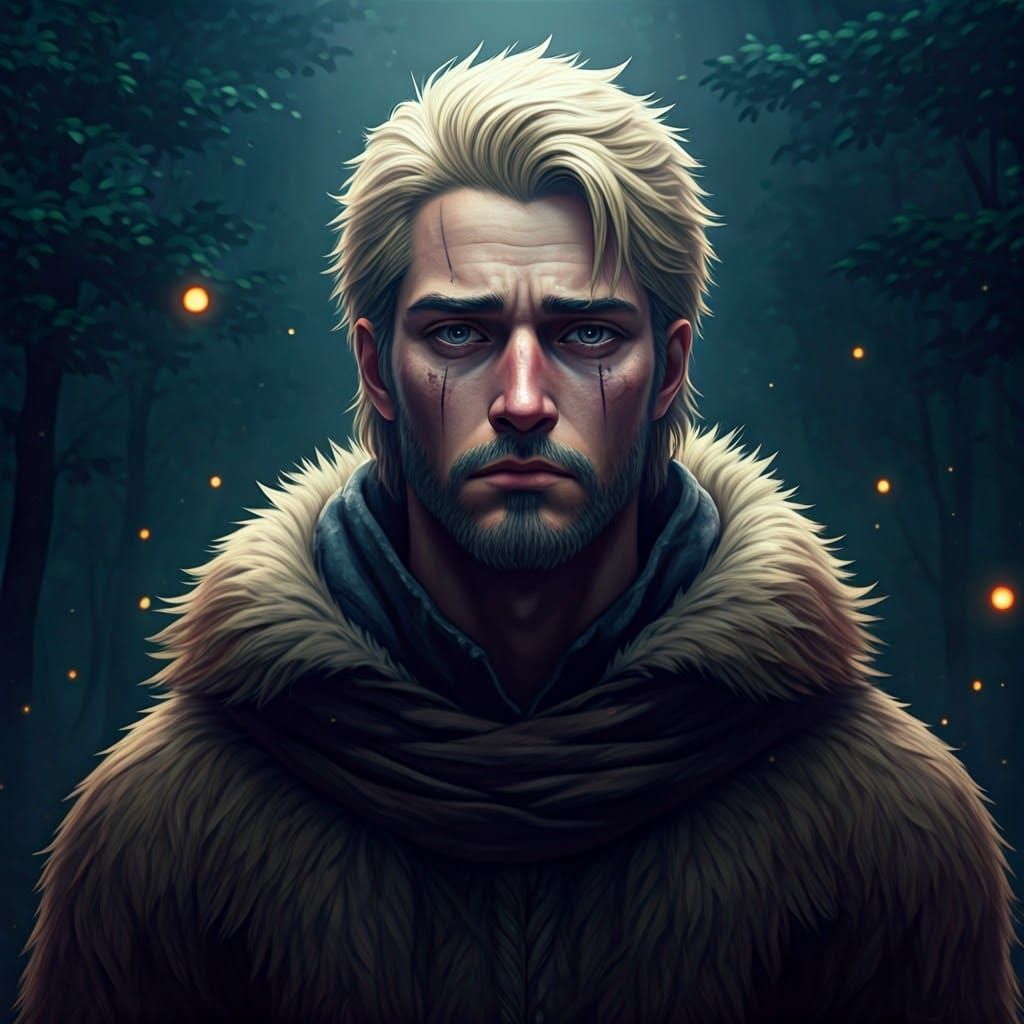 Majestic Youth in a Moonlit Forest