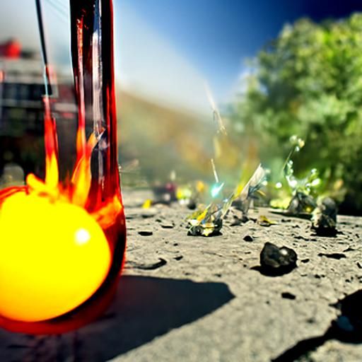 Burning glass of fresh lemonade clashes into Earth like a bu...