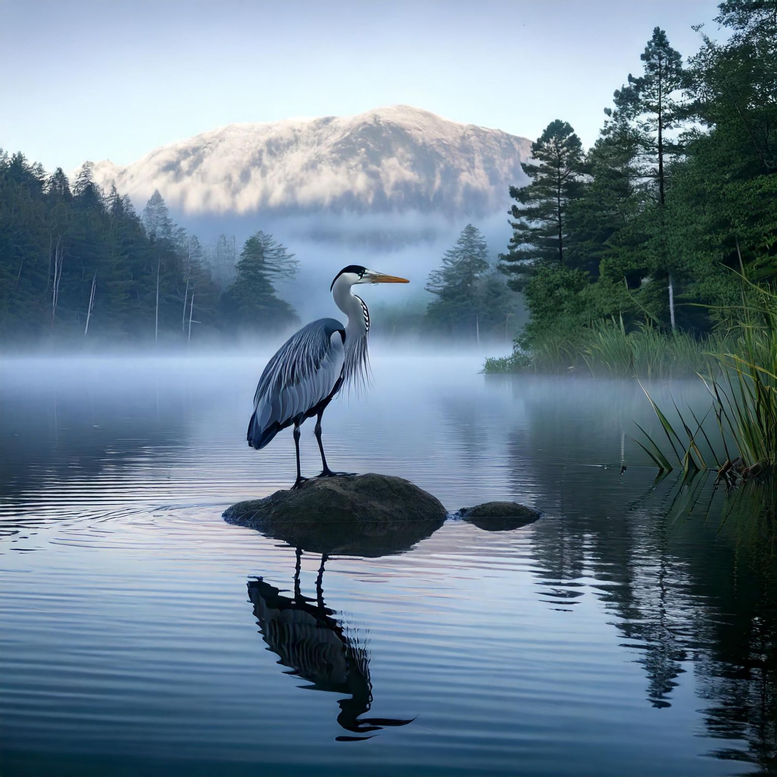 a majestic blue heron
