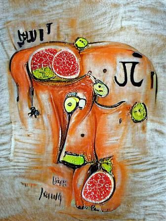 I’m so juicy 
art Brut modern European ink painting naïve ar...