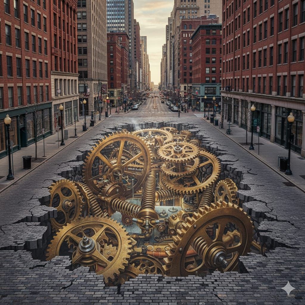 Optical illussion, 3D streetart, anamorfose