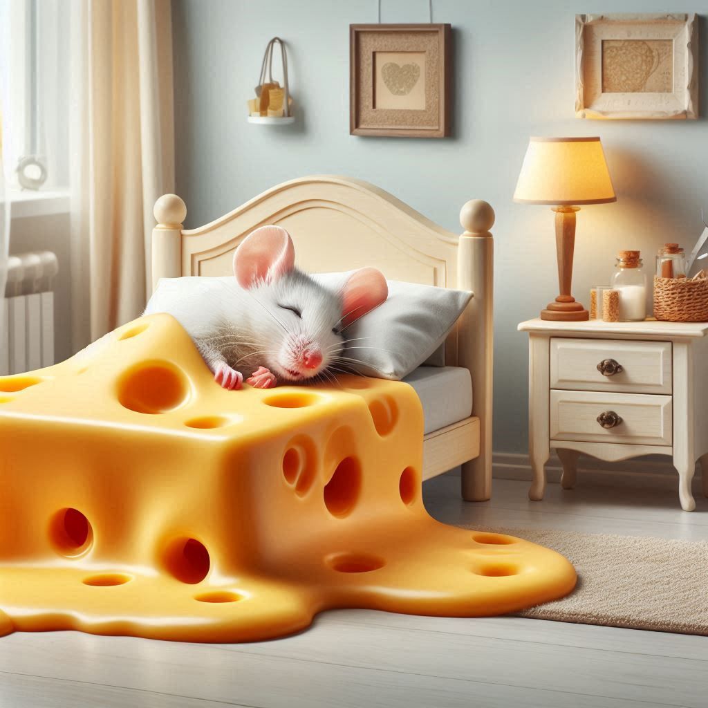 cute mouse cheese bed