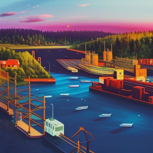 Busy Harbor - AI Generated Artwork - NightCafe Creator