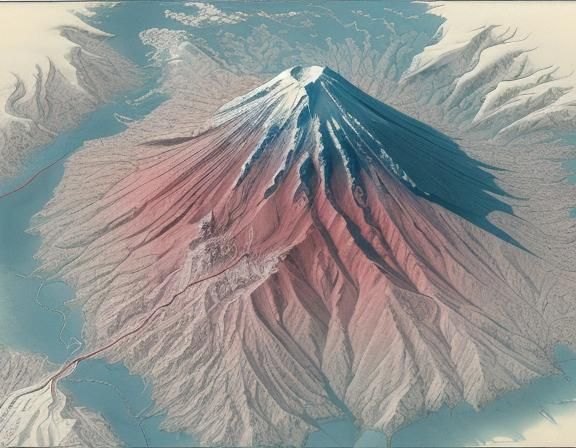 Topographic map of Mt. Fuji Japan - AI Generated Artwork - NightCafe