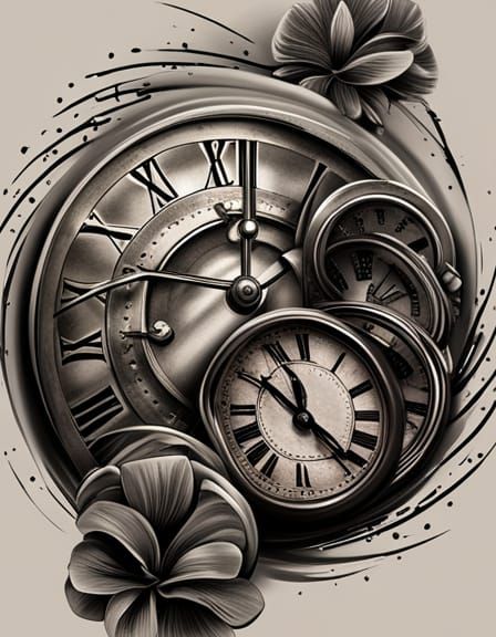 Fluffy alarm clock tattoo design stencil  Stable Diffusion  OpenArt