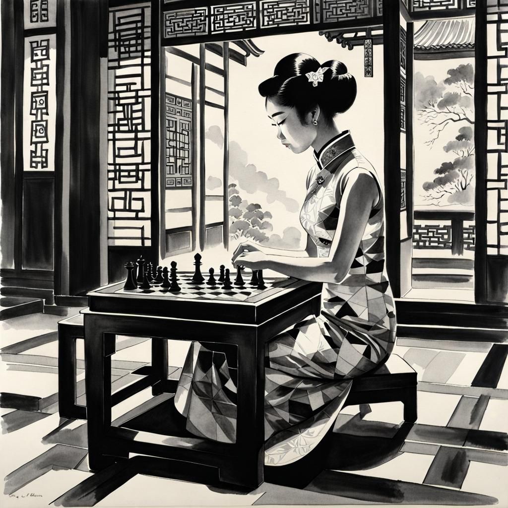 Close-up of a young Chinese girl wearing a qipao dress with ...