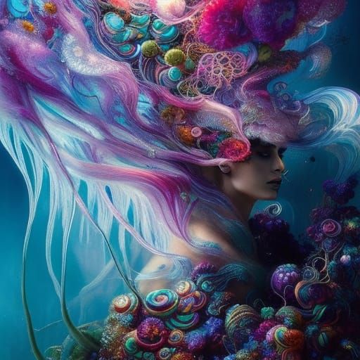 Magical Ghost Jellyfish Portrait with Frost Aura