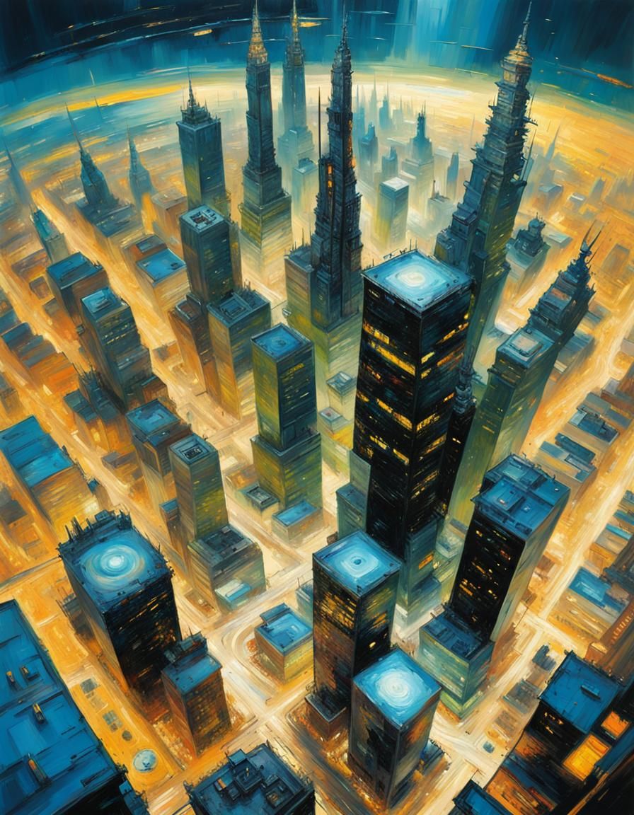 Brightly Lit Futuristic Cyberpolis