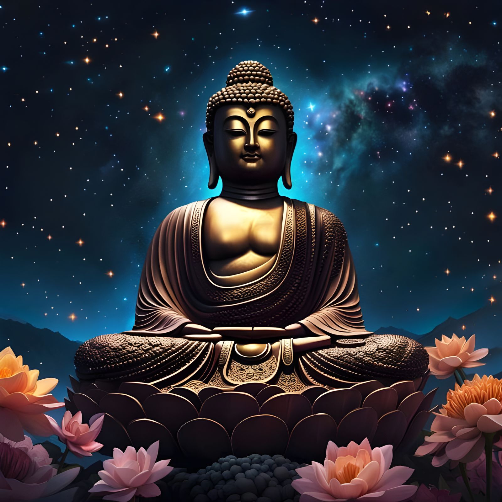 Buddha at Night - AI Generated Artwork - NightCafe Creator